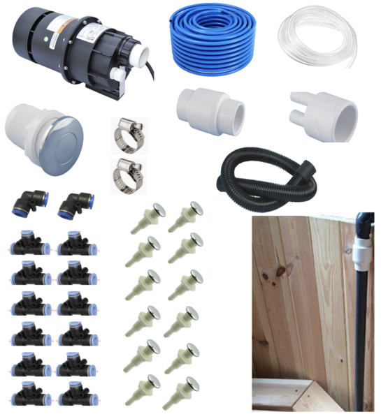 Luchtbubbelset met 12 luchtjets voor houten Hottub