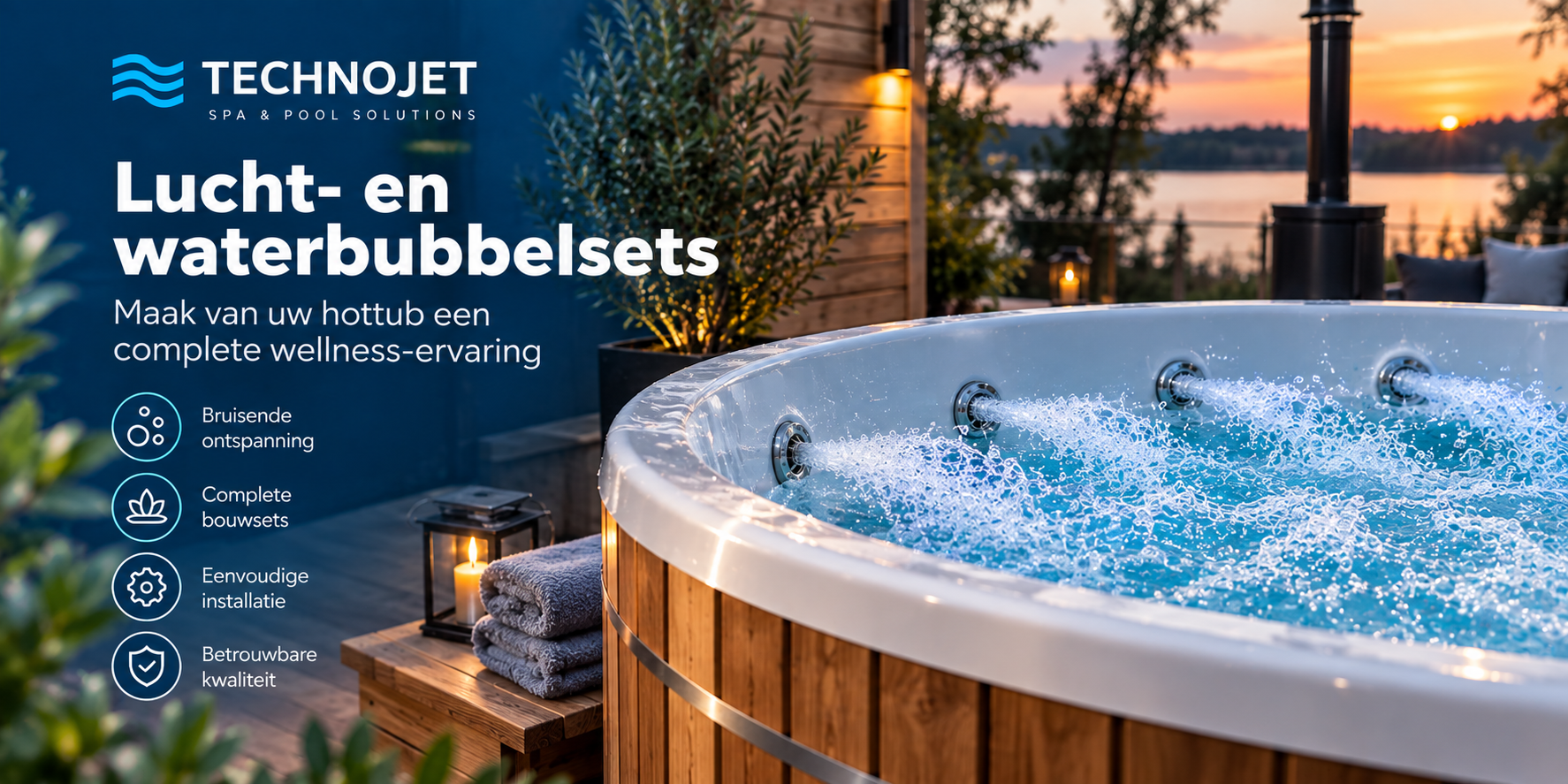 Lucht- en waterbubbelsets voor hottub en whirlpool