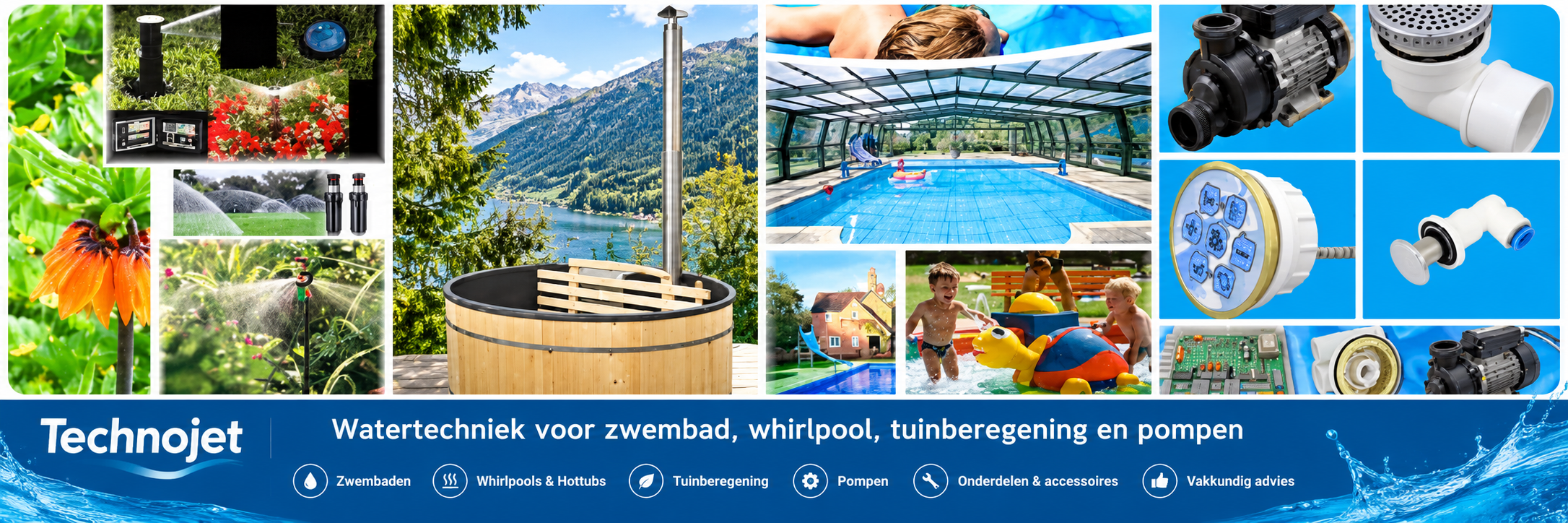 Technojet watertechniek voor zwembad, whirlpool, tuinberegening en pompen