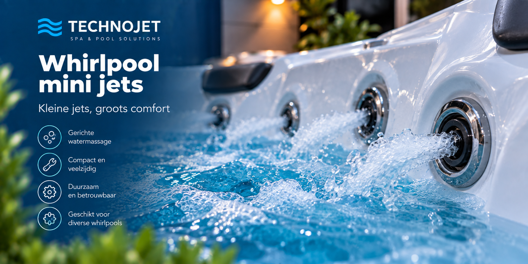 Whirlpool mini jets voor water- en luchtmassage